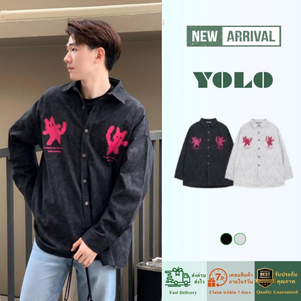 YOLO เสื้อคอปกแฟชั่น OVERSIZE เสื้อคอปกเวอร์ไซส์ แนวสตรีท 24003