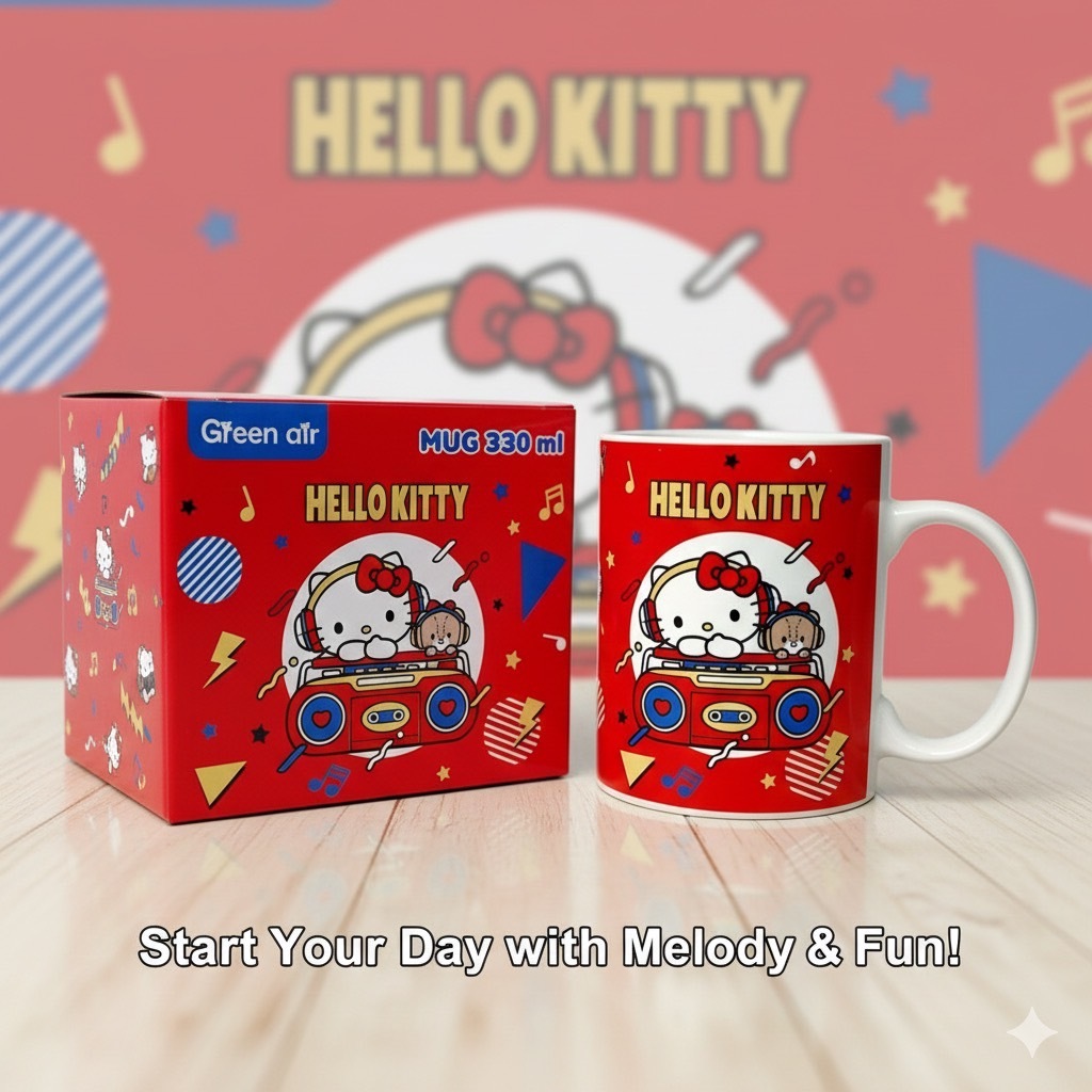 Sanrio แก้วเซรามิก Hello Kitty ขนาด 330ML สำหรับดื่มน้ำ ชา กาแฟ หรือเครื่องดื่มอื่นๆ