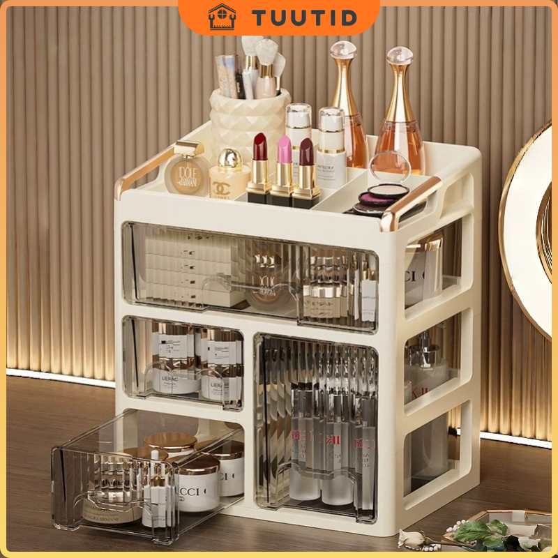 HOTUS กล่องใส่เครื่องสำอาง กล่องเก็บเครื่องสำอาง มีลิ้นชัก มีลิ้นชัก กันฝุ่น ความจุใส่ของได้เยอะ