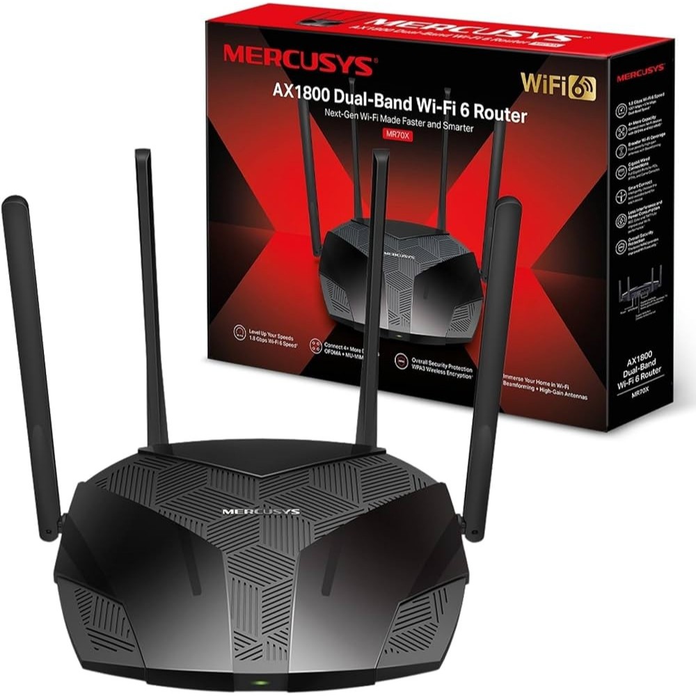 MERCUSYS  MR70X เราเตอร์ WiFi 6 Dual-Band AX1800