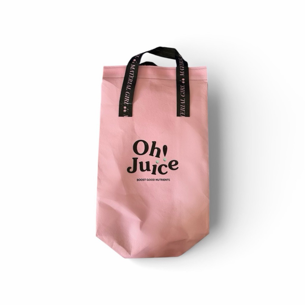 ถุงกระเป๋าเก็บความเย็น Oh! Juice - Material Girl สีชมพู สำหรับใส่แก้วน้ำแบบคู่ (ใส่ได้ 2 แก้ว) แต่ไม