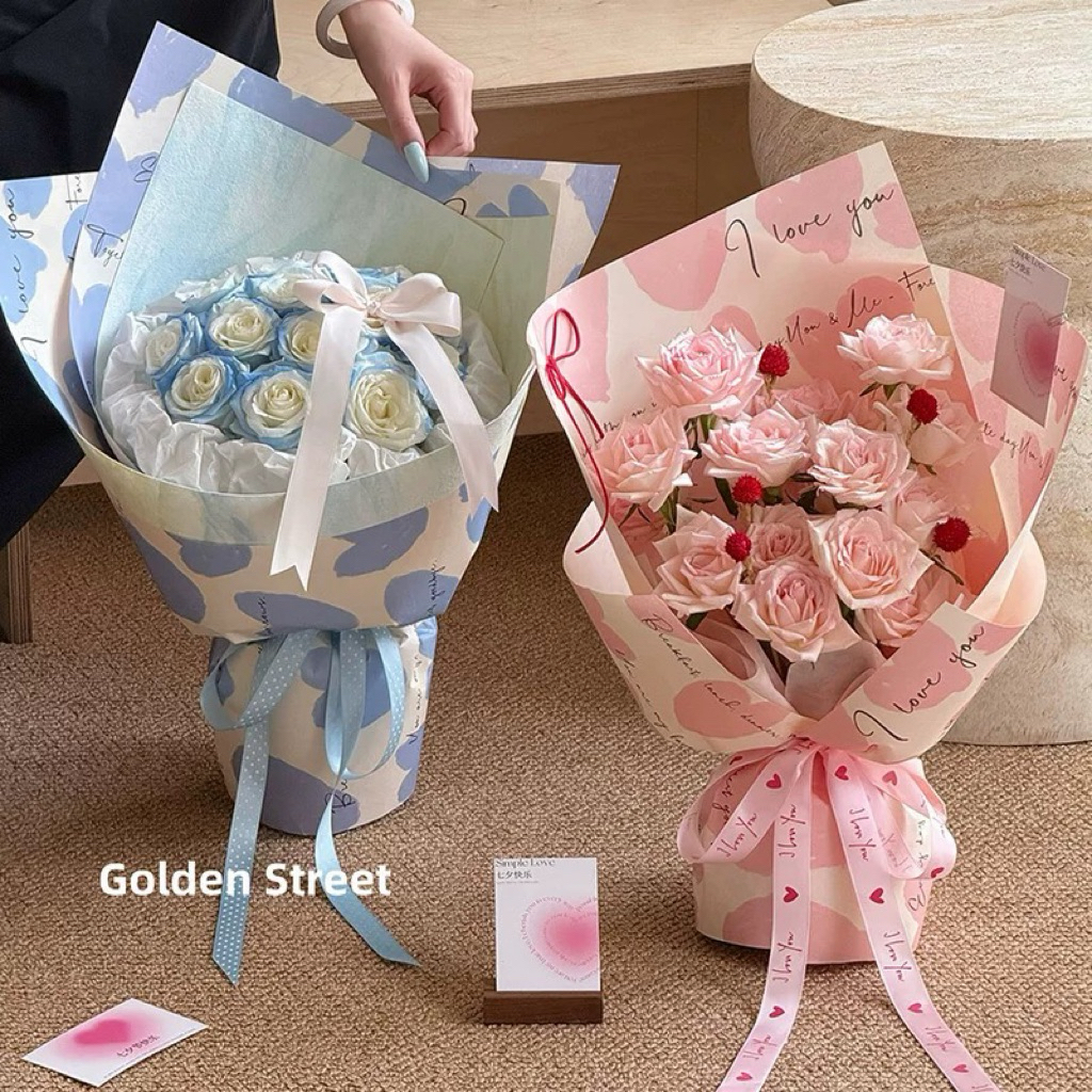 ✨🇹🇭 ส่งด่วน กระดาษลายหัวใจของเข้าใหม่ปี 2026 💕✨ กระดาษห่อช่อดอกไม้ลายหัวใจสไตล์เกาหลีมีหลายสี💋