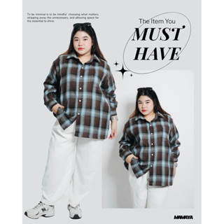 MAMAYA - เชิ้ตแขนยาวพลัสไซส์ ผ้าคอทตอนญี่ปุ่น