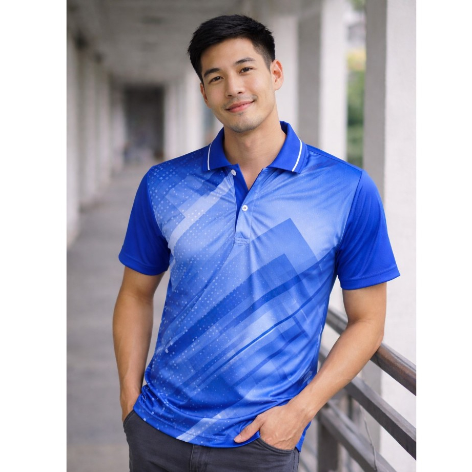 เสื้อกีฬาชาย  sport day เสื้อโปโลชาย ผ้าไมโครพิมพ์ลาย ใส่สบาย ไม่ต้องรีด SA506  NR306