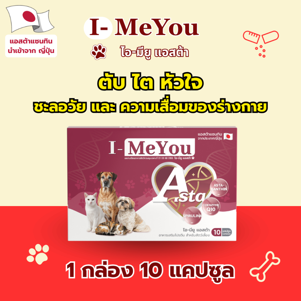 [ชุดทดลอง 1 กล่อง 10 แคปซูล] ไอ-มียู (แอสต้า) ฟื้นฟูไตทุกระยะ น้องหมา&น้องแมว แข็งแรง สดใส ค่าไตลดลง