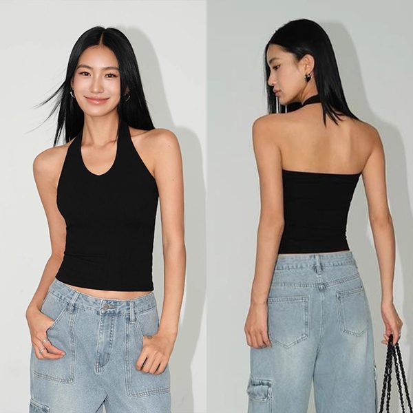 เสื้อกล้าม คอฮัลเตอร์ โชว์หลัง มีบราในตัว ดีไซน์เซ็กซี่เรียบหรู โชว์แผ่นหลังสวย ทรงเข้ารูป ผ้านุ่ม ไม่ต้องใส่บราเพิ่ม