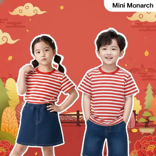 Mini Monarch เสื้อยืดเด็กสไตล์เกาหลี ลายทาง โทนสีพาสเทล สุดนุ่ม T-Shirt เด็กเล็ก น่ารัก
