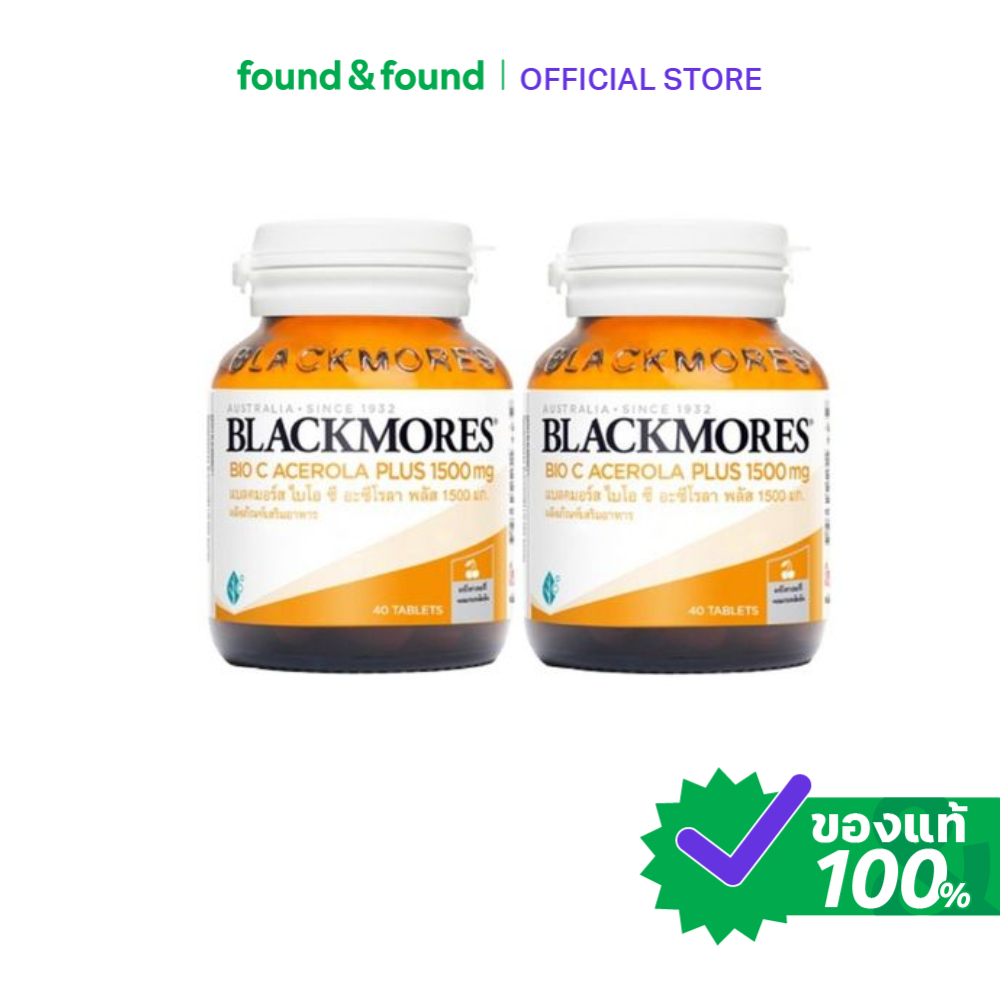 Blackmores Bio C Acerola Plus 1500mg 40Tabletsx2pcs แบลคมอร์ส ไบโอ ซี อะซีโรลา พลัส 1500 มก. (40เม็ด) x2 found & found