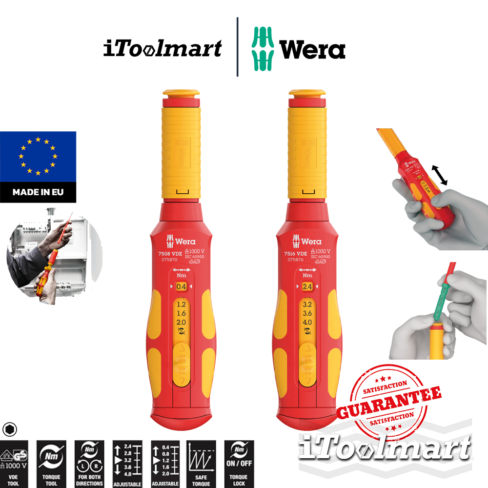 WERA ไขควงทอร์ค 9.0 7508 VDE Kraftform Safe-Torque Speed Torque screwdriver แรงบิด 0.4-2.0 Nm / 7516