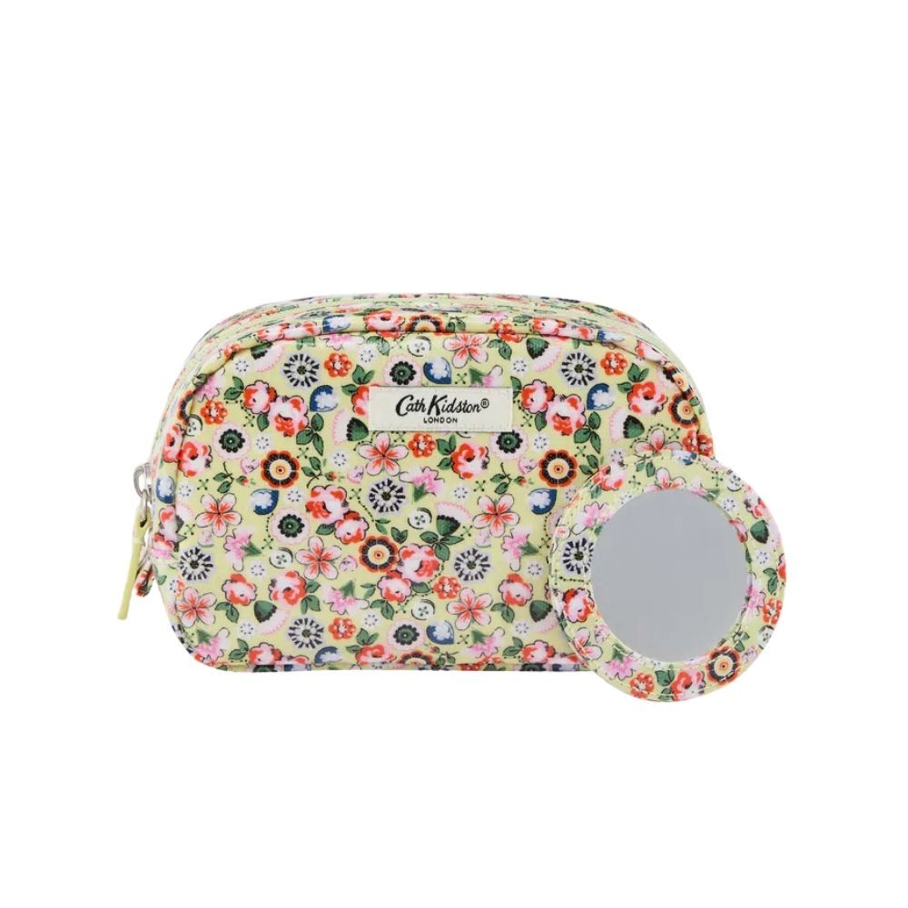Cath Kidston Female Make up Bag with Mirror Pearly Queen Ditsy Cream