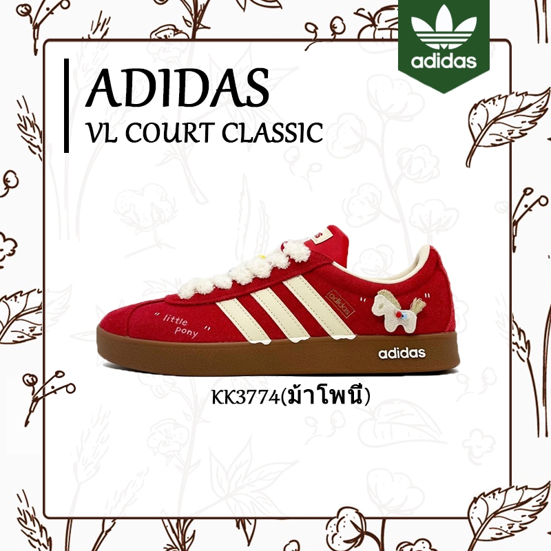 【ของแท้ 100%】รองเท้า ออกแบบมาเป็นพิเศษสำหรับปีม้า Adidas Vl Court Classic รองเท้าผ้าใบ Unisex