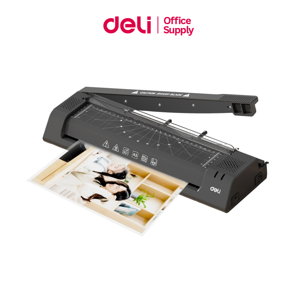[แถมฟรี] Deli เครื่องเคลือบเอกสาร A3 5in1 อุ่นไว 6 น. เคลือบเร็ว 250 มม./น. เคลือบร้อนเย็น Laminator