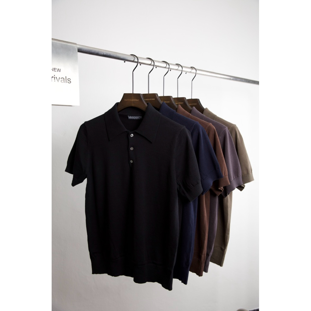 MADWORLD STUDIO / KNITTED SHORT SLEEVE POLO COTTON YARN 100%