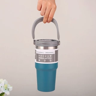 แก้วเก็บความเย็น 600ML สแตนเลส 304 พกพาสะดวก ถือด้วยมือ เครื่องดื่มสองแบบ พร้อมหลอด แก้วในรถยนต์ มีให้เลือก 12 สี