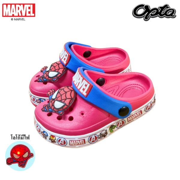 OPTA MARVEL รองเท้าหัวโตเด็กผู้ชาย   ตัวการ์ตูนมีไฟ   เนื้อ EVA พื้นนื่มไส่สบาย ลิขสิทธิ์แท้ 100%