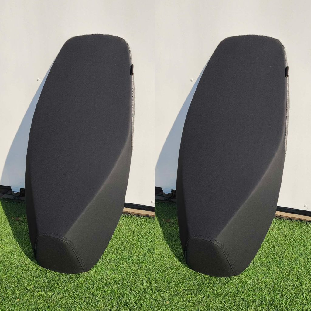 เบาะปาดหลีด125ปาดตอนเดียวหัวสูง7นิ้วหนังเรดเดอร์ดำตัดลายเเฟชั่น