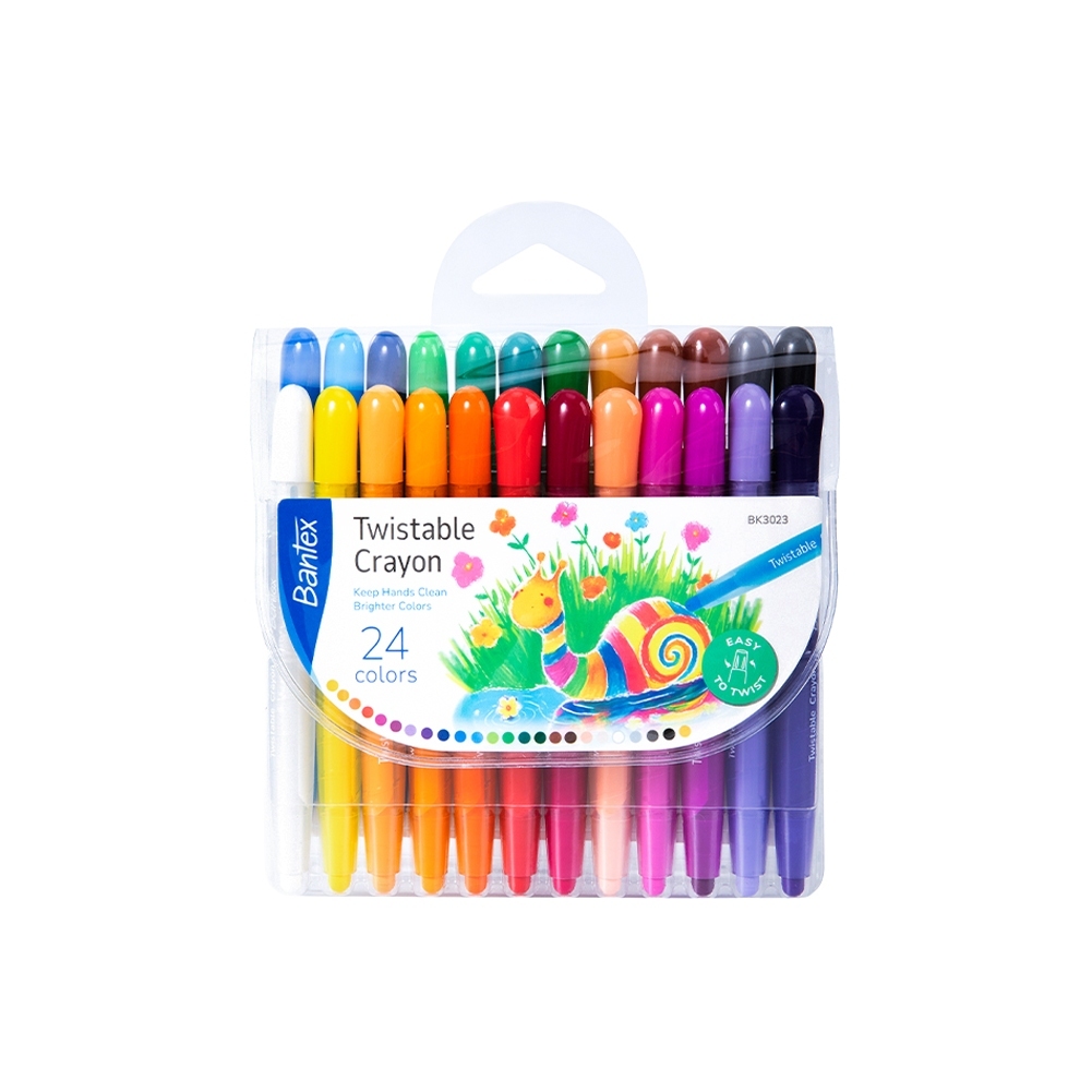 Bantex สีชอล์คน้ำมัน 12/24 สี ด้ามแบบหมุน ใช้งานง่าย ระบายลื่น ไม่เลอะมือ ไม่หักง่าย Oil Pastel