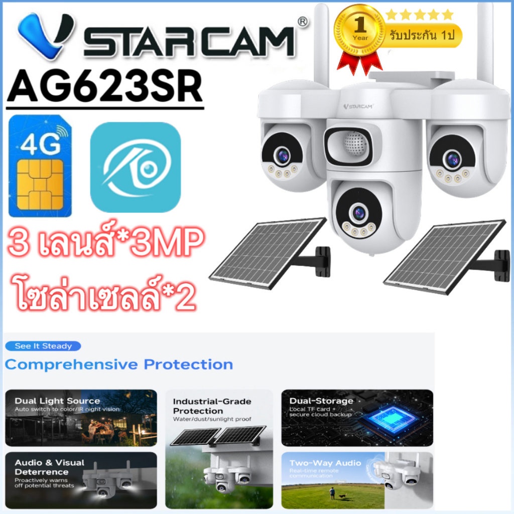 VSTARCAM AG623SR AOV Solar 4G camera 1080P X3 iP Camera กล้องวงจรปิดไร้สาย