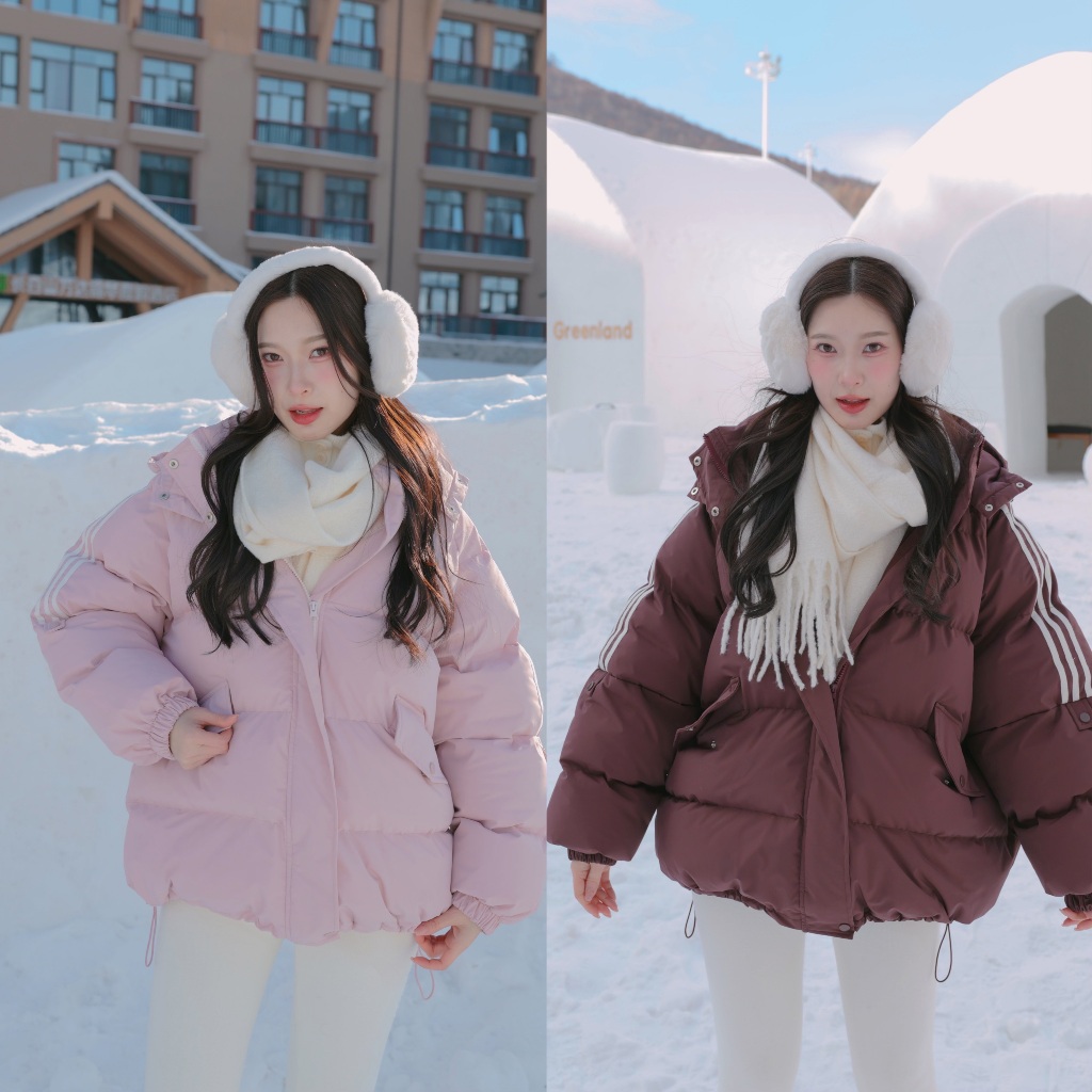 CO0994 เสื้อแจ็คเก็ตขนเป็ดแต่งแถบข้าง