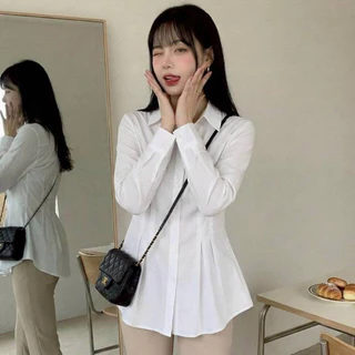 K01 ♥ มีไซส์ใหญ่สุด 62 นิ้ว !!! เสื้อเชิ้ตเข้ารูปสาวอวบสไตล์เกาหลี S-10XL แขนยาวคอปกเชิ้ต สีดำ-สีขาว ใส่ได้หลายโอกาส ♥