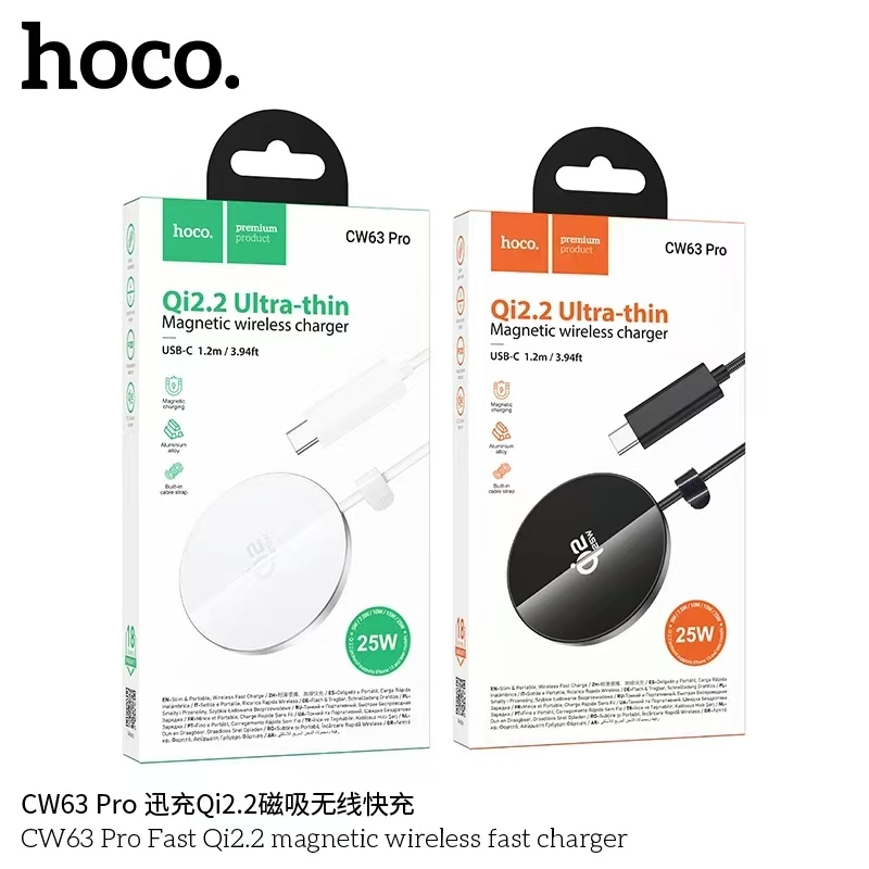 HOCO CW63 Pro แท่นชาร์จไร้สาย Qi2.2 ชาร์จเร็ว 25W ดีไซน์บางเฉียบ แม่เหล็กดูดแน่น Wireless Fast Charg