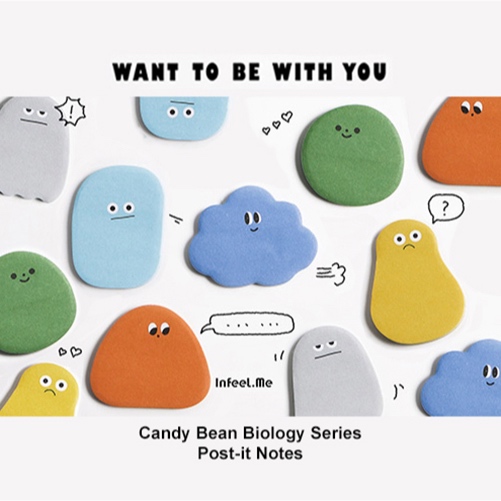(พร้อมส่ง) INFEELME - กระดาษโน๊ตกาวในตัว Die-cut Sticky Notes - Want to be with You
