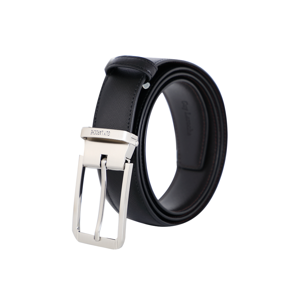 Guy Laroche เข็มขัดหัวเข็มหนังผู้ชาย สีดำ รุ่น MGB0019PW5BL41