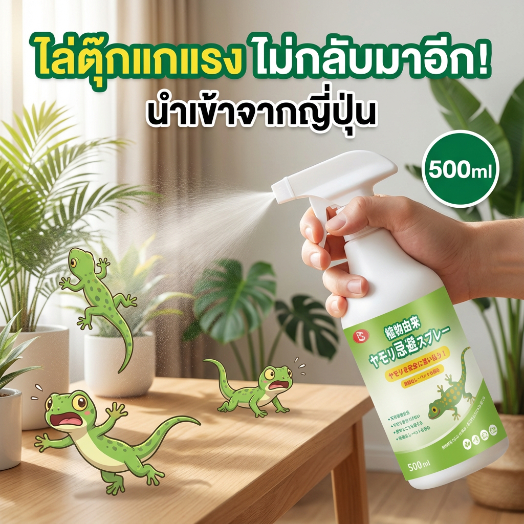 จิ้งจกได้กลิ่น หนีทันที! สเปรย์ไล่จิ้งจก ไล่จิงจก ไล่ตุ๊กแก ยาฉีดตุ๊กแก น้ํายาไล่จิ้งจก สูตรธรรมชาติ 500 ml