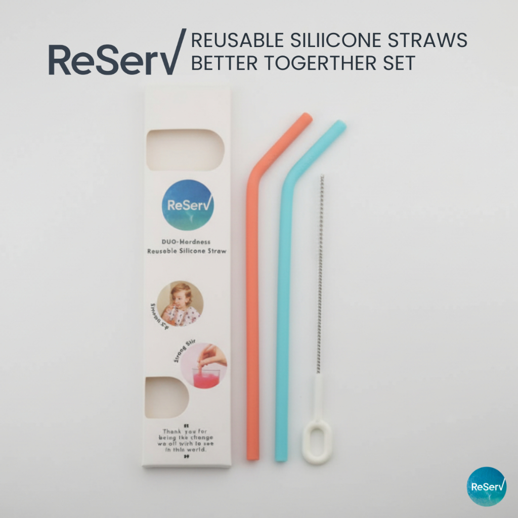ReServ REUSABLE SILICONE STRAWS BETTER TOGETHER SET หลอดซิลิโคนใช้ซ้ำ หลอดรักษ์โลก 2 ความแข็ง รุ่น BETTER TOGETHER