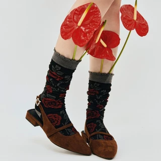 CHUUCHOP - (35-43) Ella Suede Mary Jane รองเท้าแมรี่เจนรัดส้น หัวแหลม หนังกลับ (C8451)