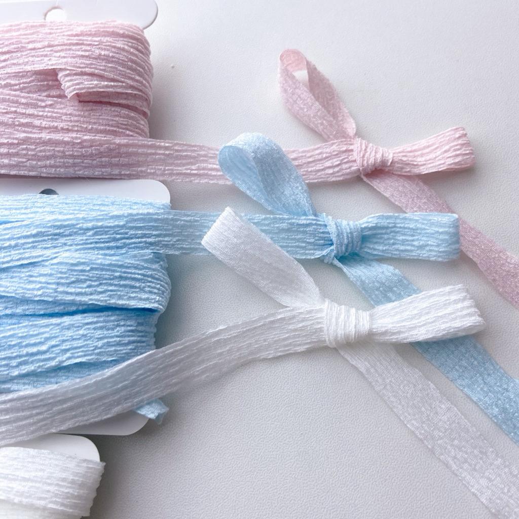 ♡  พร้อมส่ง | (5 หลา) Pleated Ribbon โบว์ ริบบิ้น ผ้าพลีต ขนาด 10 mm / 1.0 cm