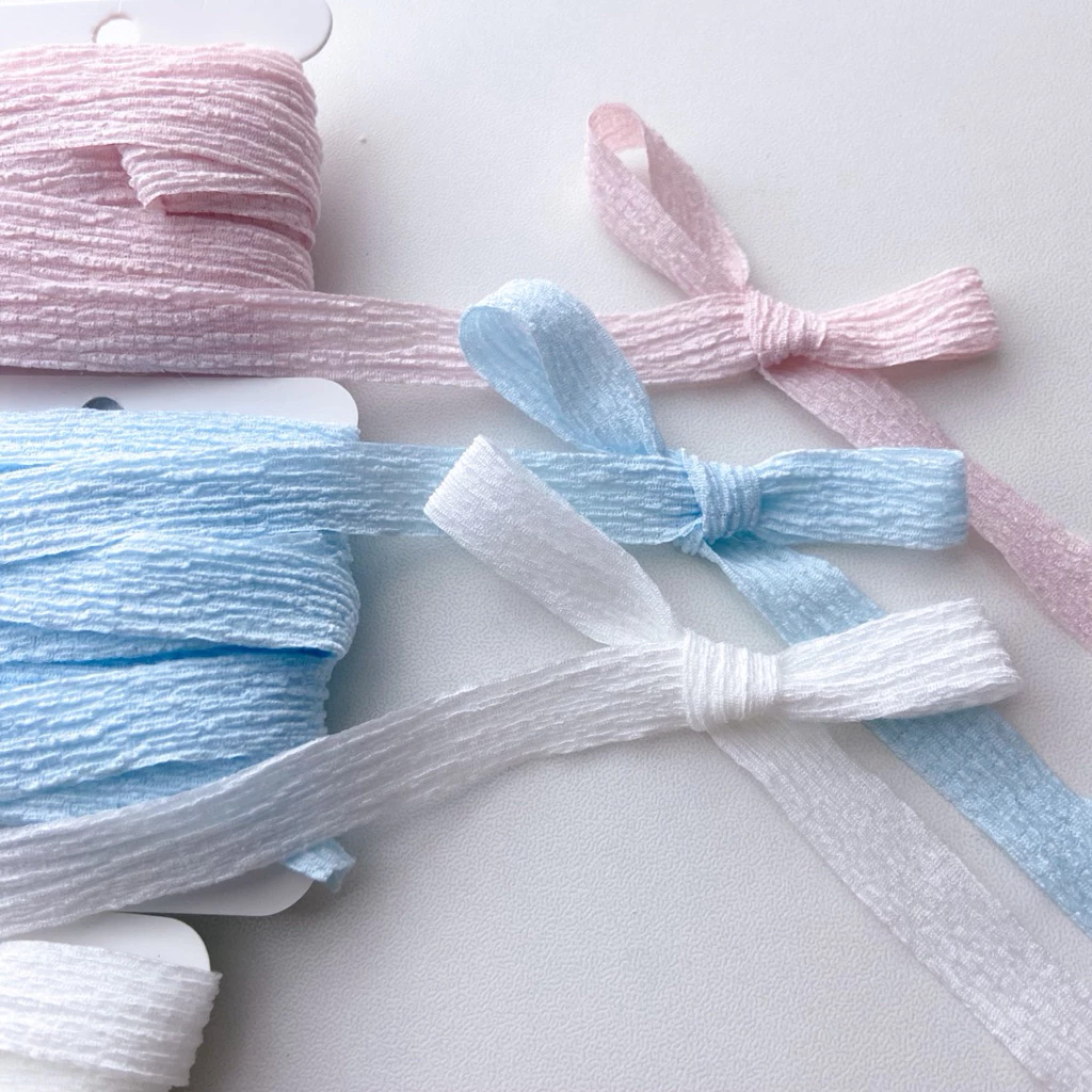 ♡ พร้อมส่ง | (5 หลา) Pleated Ribbon โบว์ ริบบิ้น ผ้าพลีต ขนาด 10 mm / 1.0 cm
