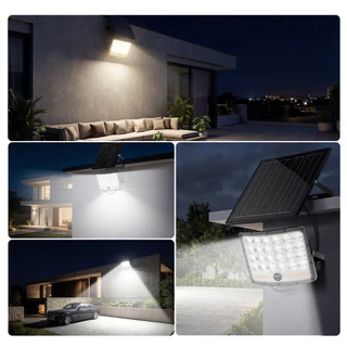 MODI ไฟสปอตไลท์โซล่าเซลล์ 40W60W100W200W300W400W เปิดได้ 3 แสง กันน้ำIP65 โคมไฟพลังงานแสงอาทิตย์