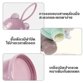 กระปุกแบ่งนมผง 4 ชั้น ที่แบ่งนมผงแบบพกพา แบบมีหู มีที่เปิดข้างสะดวกสบาย ความจุสูง ทำความสะอาดง่าย