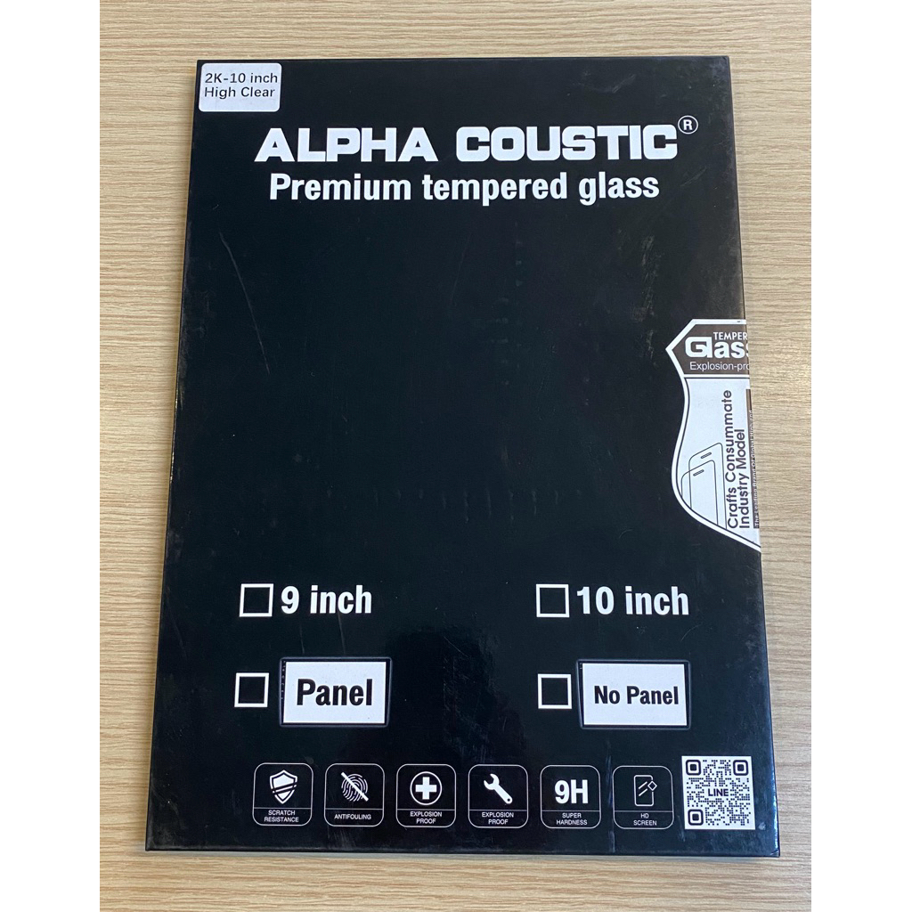 ฟิล์มกระจกกันรอย สำหรับจอแอนดรอย 2k ขนาด9นิ้ว/10นิ้ว ยี่ห้อ alpha coustic พร้อมอุปกรณ์ทำความสะอาดก่อนติดตั้ง