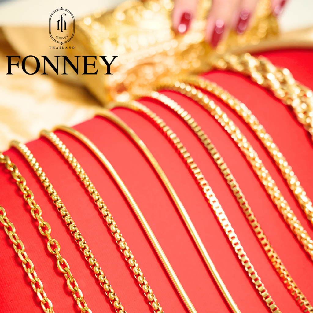FGG-01 ทอง Fonneyสร้อยคอเปล่าสแตนเลสแท้เครือบด้วยทองคำ