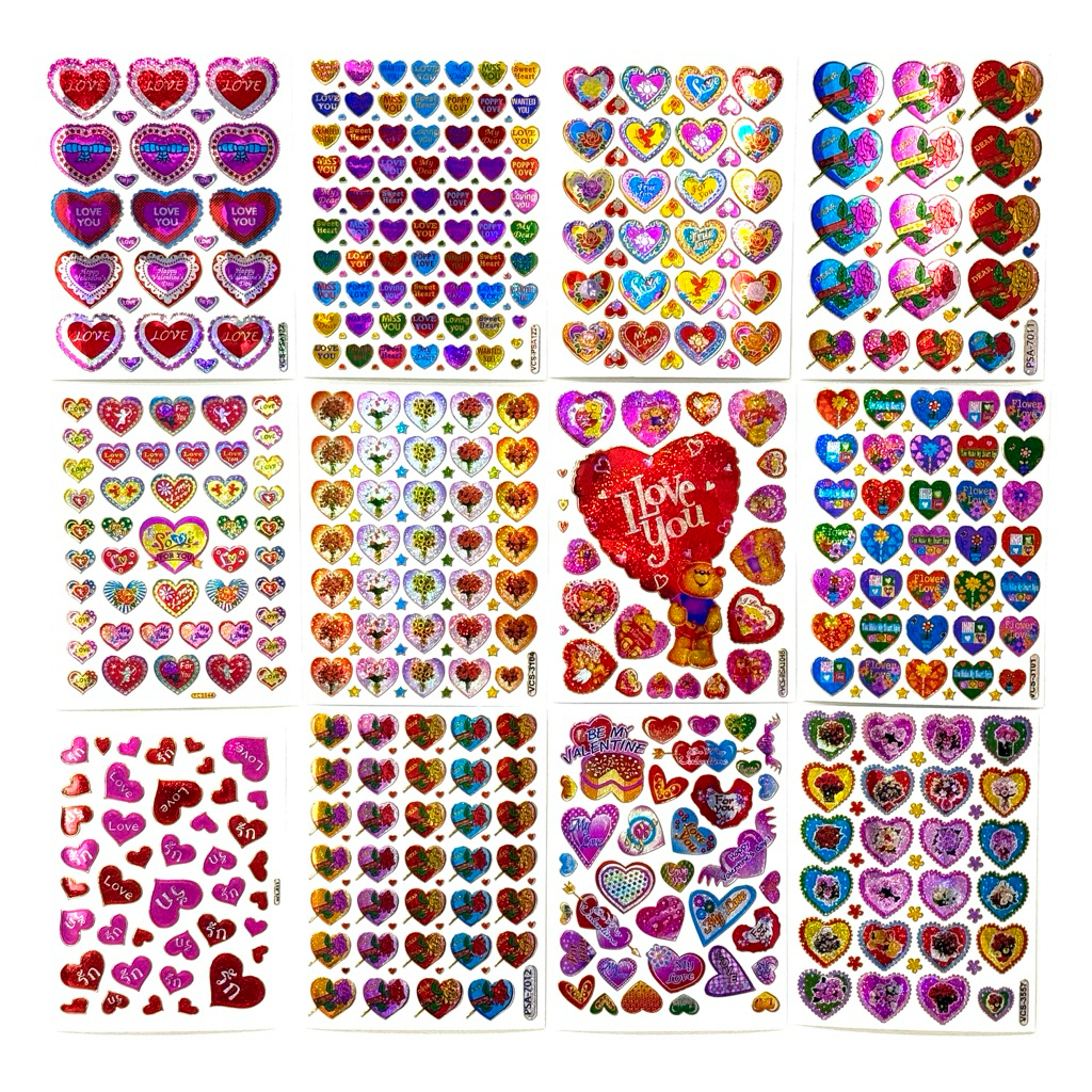 ❣️ลายใหม่❣️สติ๊กเกอร์ขอบทอง สติกเกอร์หัวใจ วาเลนไทน์ ปัจฉิม สติกเกอร์โฮโลแกรม สติกเกอร์90s Sticker *สั่งขั้นต่ำ 4 แผ่น*