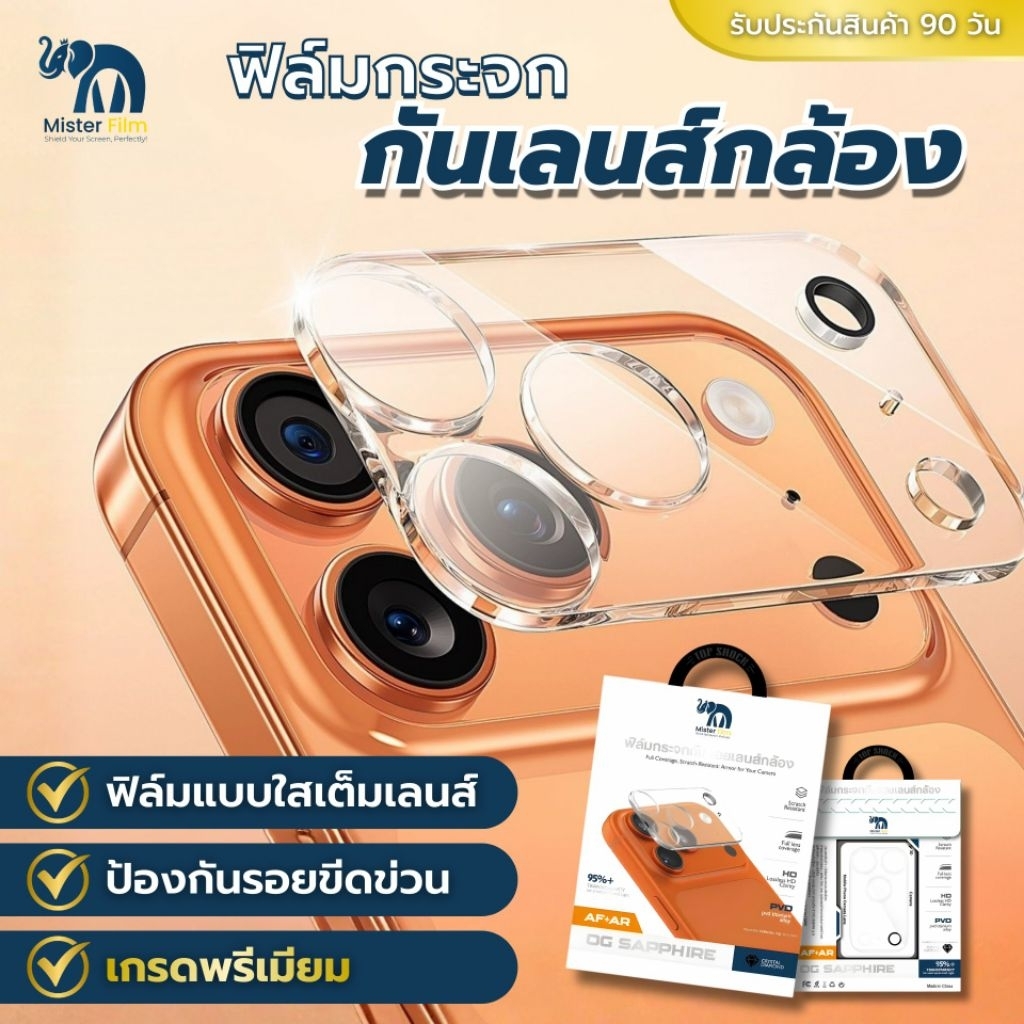 ฟิล์มกันรอยเลนส์กล้อง เเบบใส เกรดพรีเมี่ยม ครอบคลุมทั้งกล้องเเละฐาน ป้องกันฝุ่น ป้องกันรอยขีดข่วน รับประกันสินค้า90วัน