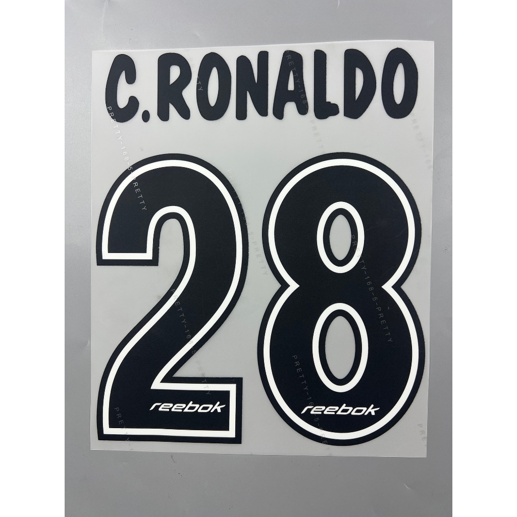 เบอร์ชื่อ เสื้อฟุตบอล ย้อนยุค เฟลค ลิสบอน 2010 เหย้า สีดำ 28 C.RONALDO Retro Name Number Football Shirt Lisbon