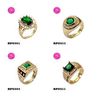 4ลาย จำนวนจำกัด แหวเพชรนมรกตสีเขียว มีหลายแบบสวยๆ  แฟชั่นเรี…