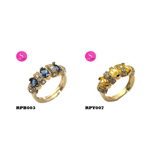 2ลาย จำนวนจำกัด แหวนเพชรบุษราคัมงาช้างเครื่องประดับ เข้ากับท…