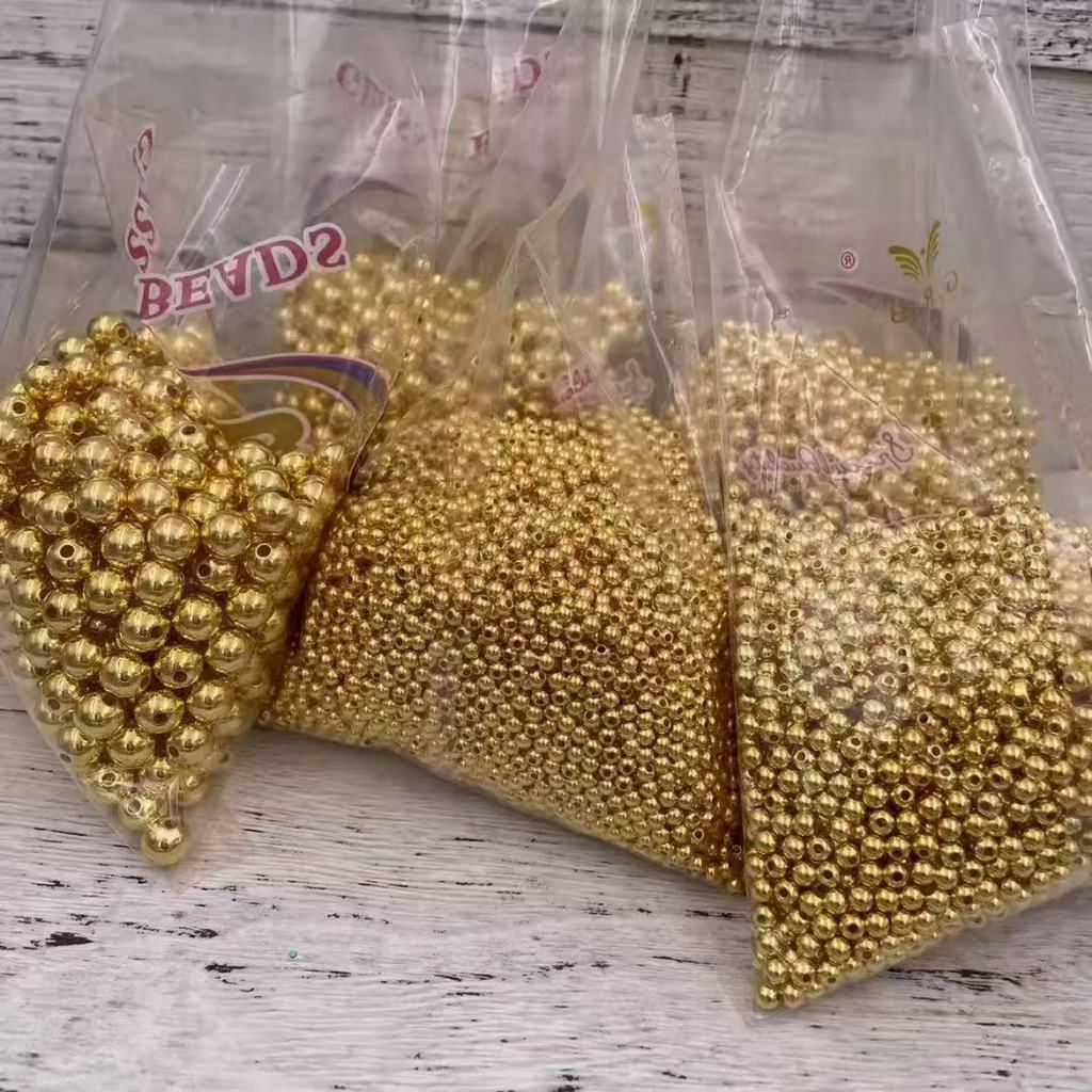ลูกปัดกลมเงิน,ทอง ดำ หยดน้ำ  4mm 5mm 6mm 8mm/10mm/12mm/-500g---5A