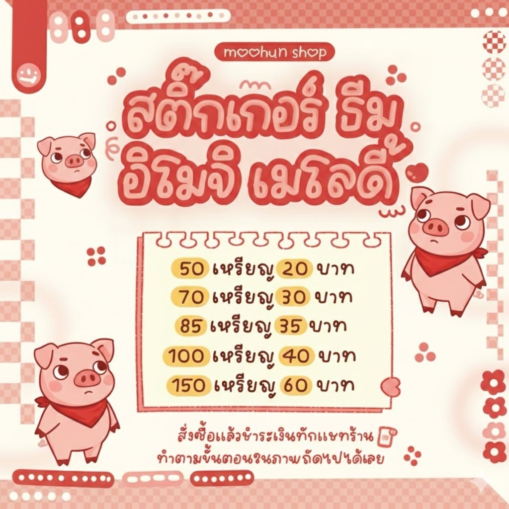 ​🐷 [ส่งไวมาก] สติ๊กเกอร์ ธีม อิโมจิ เมโลดี้ LINE ราคาถูก เหรียญแท้ 100% - ร้านหมูหัน 💨