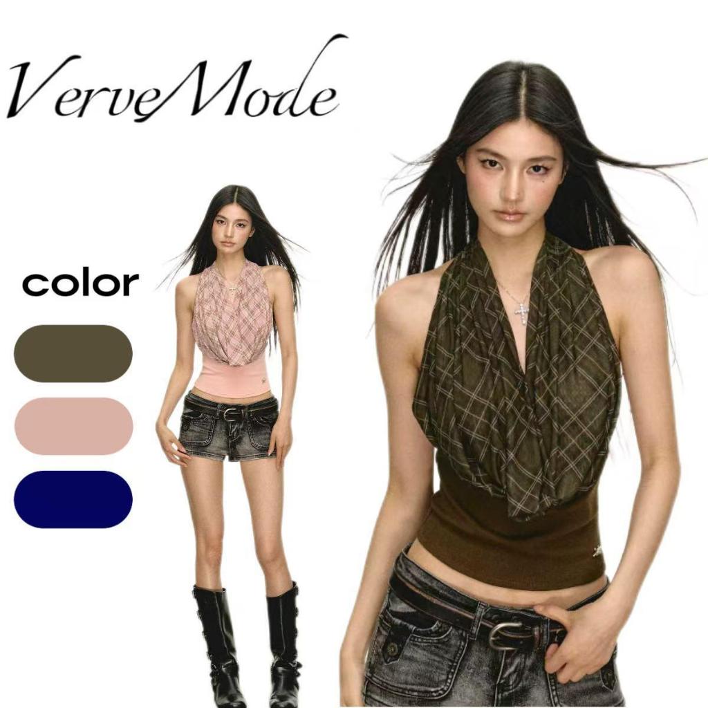 VerveMode.🍓จัดส่งในประเทศไทย🍓เสื้อกล้ามคอฮอลเตอร์สไตล์อเมริกันสำหรับผู้หญิง สไตล์ฤดูร้อนใหม่ เสื้อกล้ามเข้ารูปแขนกุดสไตล