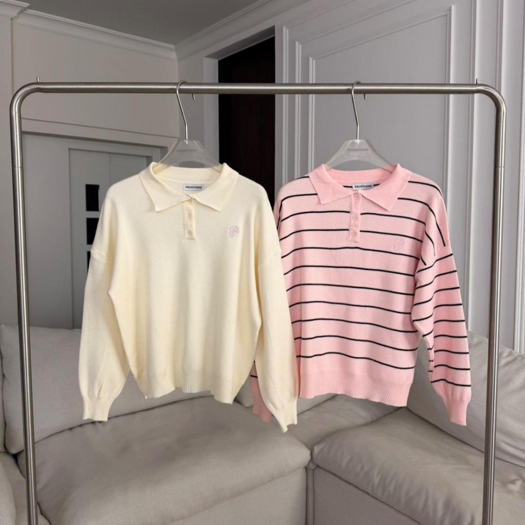 PTPL3851 เสื้อโปโลแขนยาวปักโลโก้ PROMTHONG