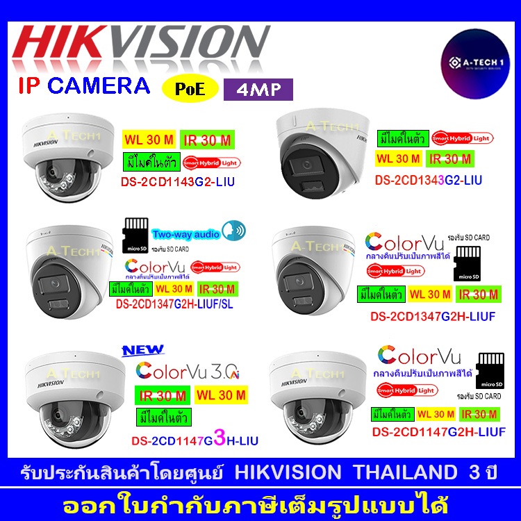 HIKVISION รวม กล้องวงจรปิด IP 4MP ทรงโดม