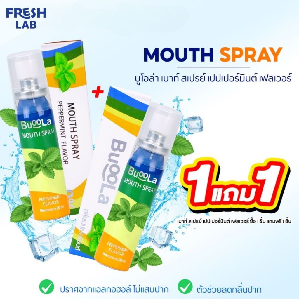 [1 แถม 1] สเปรย์ดับกลิ่นปาก Buoola แบบพกพา ลมหายใจสดชื่น ลดกลิ่นปาก ปากหอมมั่นใจ