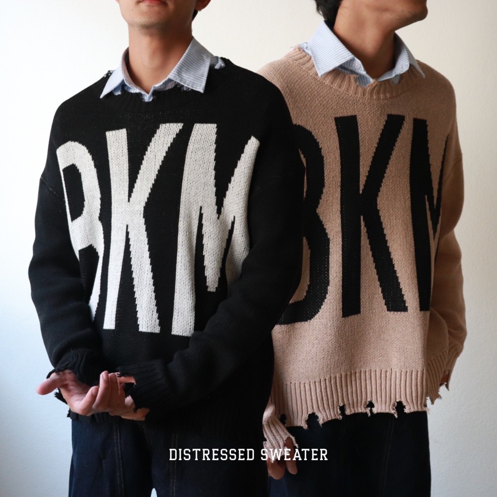 IBB BKM DISTRESSED SWEATER เสื้อสเวสเตอร์ผ้าไหมพรมแต่งขาด