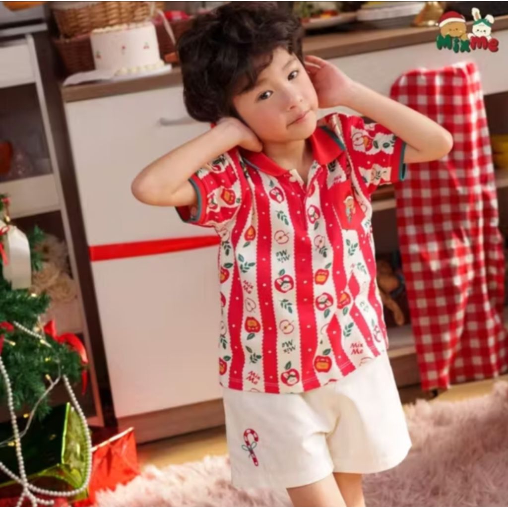Mix Me เสื้อโปโล ลายคริสต์มาส ไซส์ 5-6Y