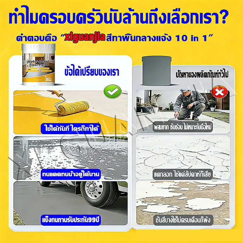 สีจะไม่หลุดออกใน 50 ป XIGUANJIA สีอีพ็อกซี่ สีทาพื้นปูน โรงงาน ข้างนอก กําแพง ห้องน้ำ ทําความสะอาดง่าย - รูปที่ 2